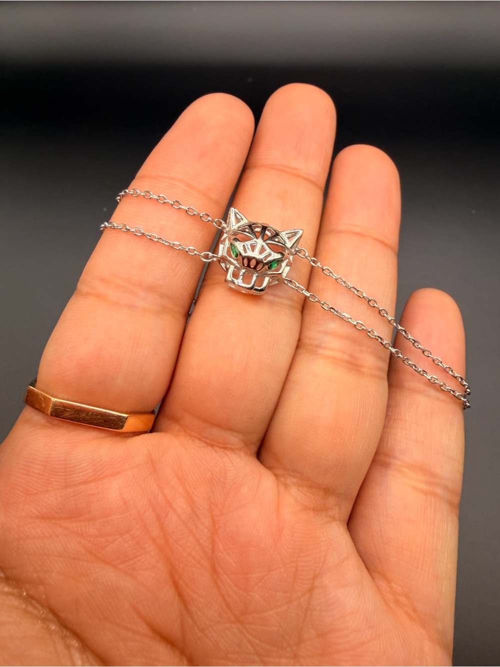 925 Sterling Silver Panther Cz Bracelet 6.5” to 7.75”.